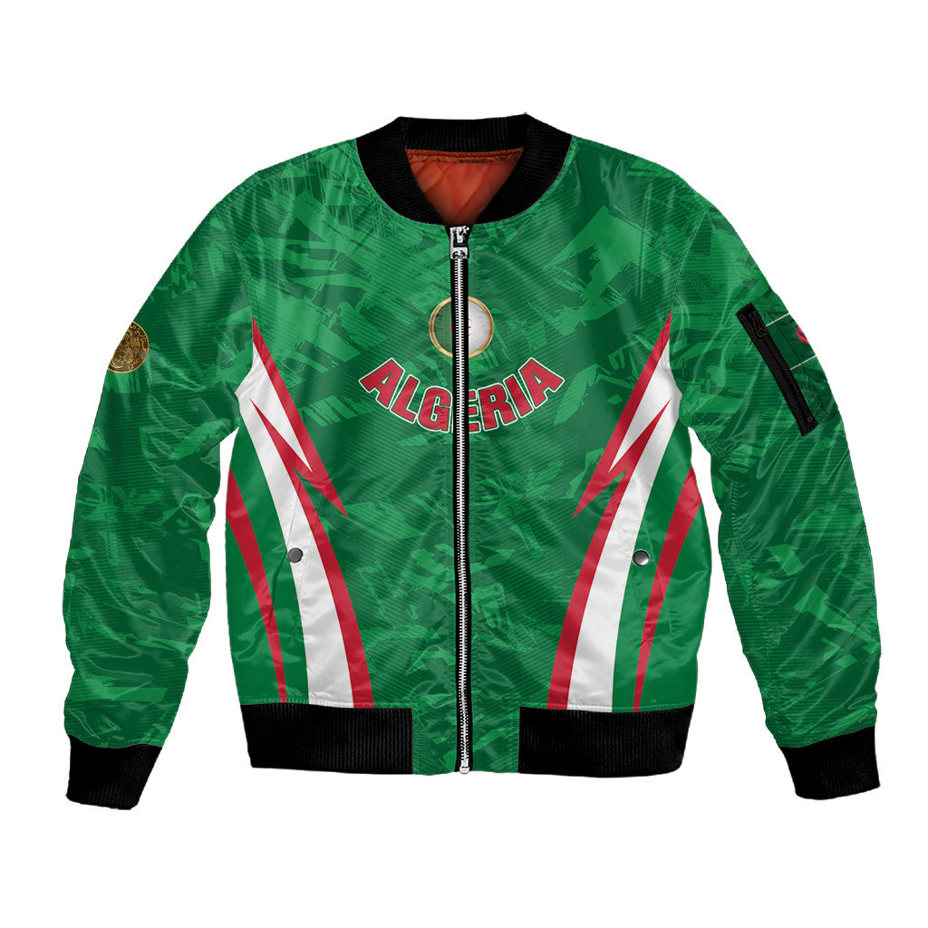 Custom Algeria 2026 Football Sleeve Zip Bomber Jacket The Fennecs Go Champions