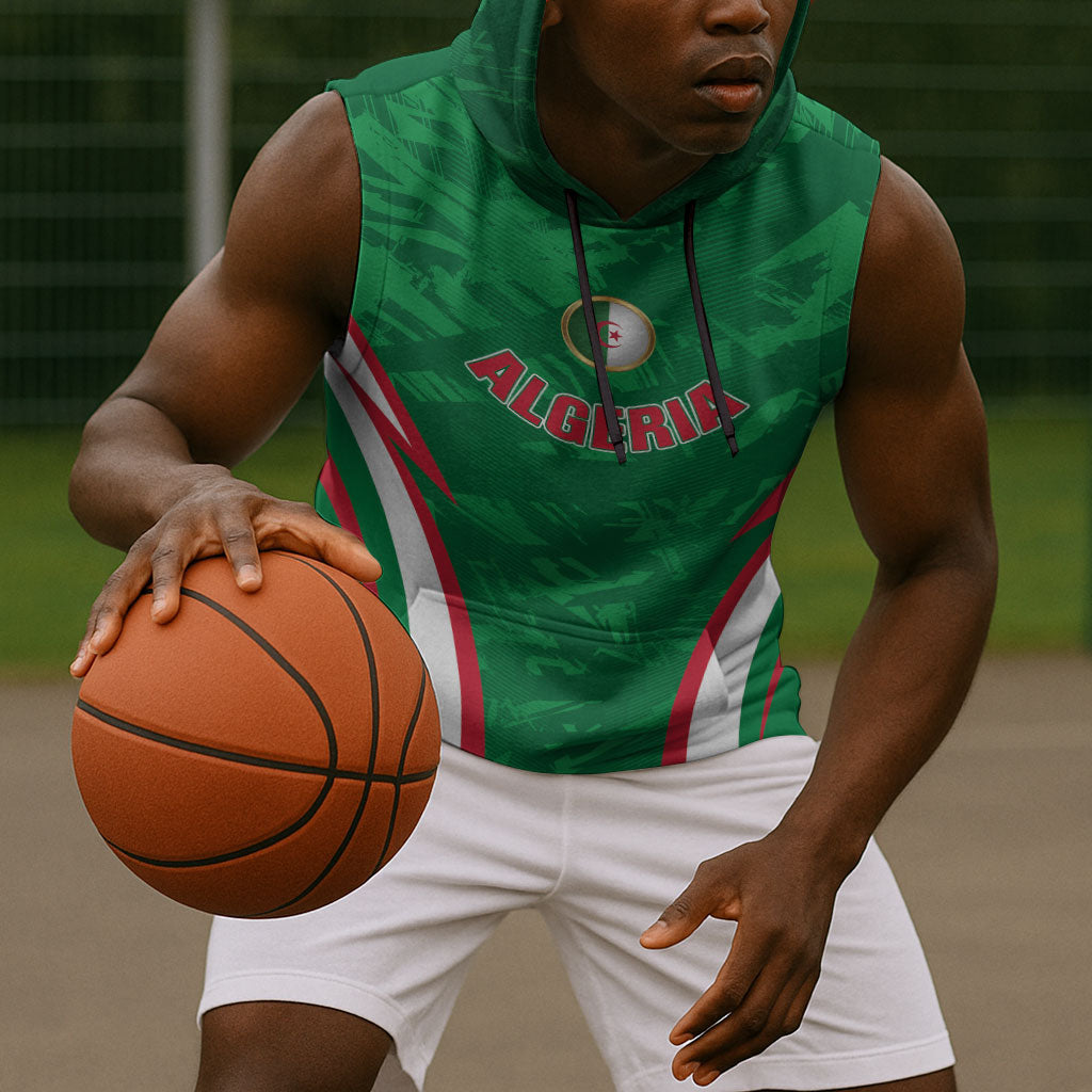 Custom Algeria 2026 Football Sleeveless Hoodie The Fennecs Go Champions