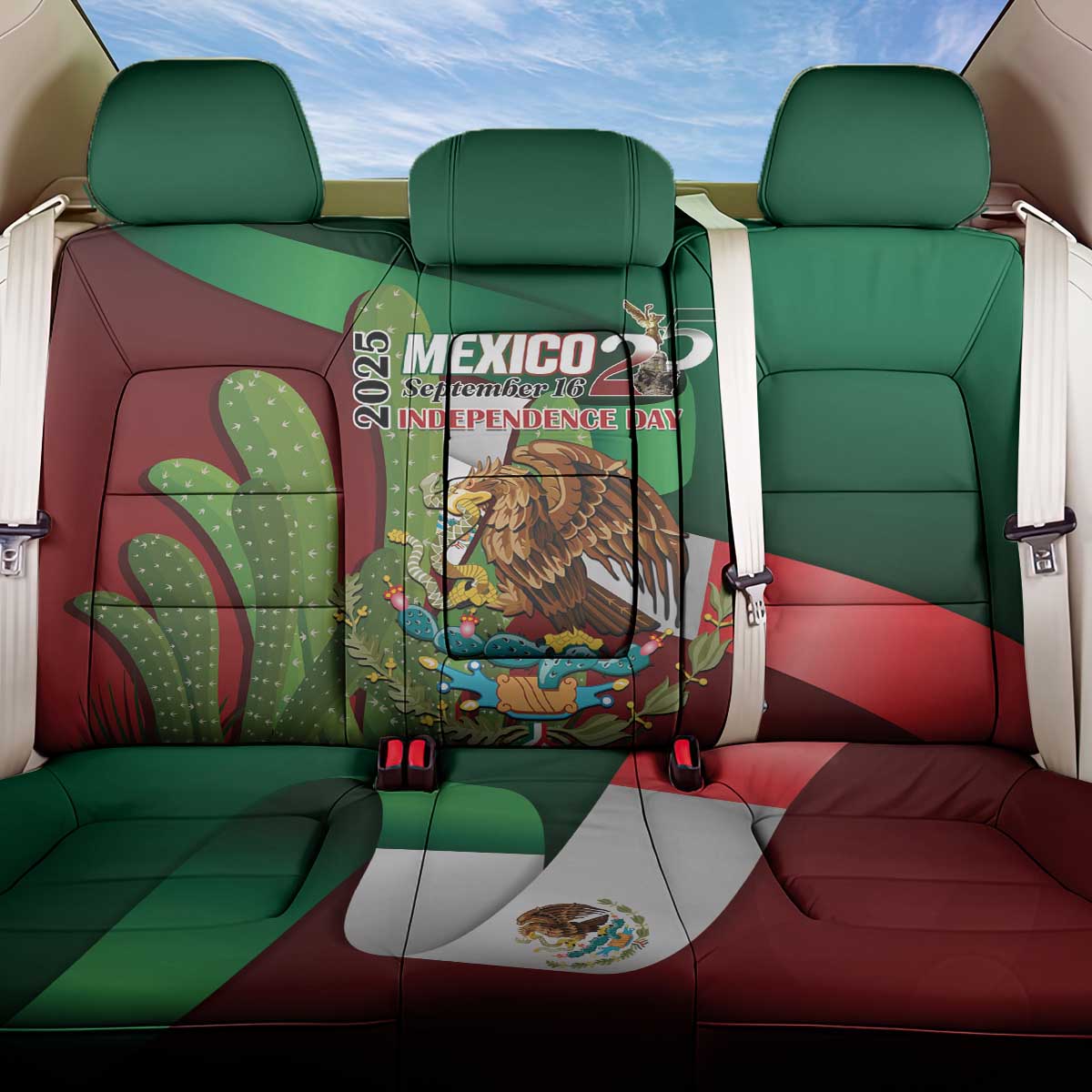 Mexico Independence Day 2025 Back Car Seat Cover 215th Anniversary Estados Unidos Mexicanos - Wonder Print Shop