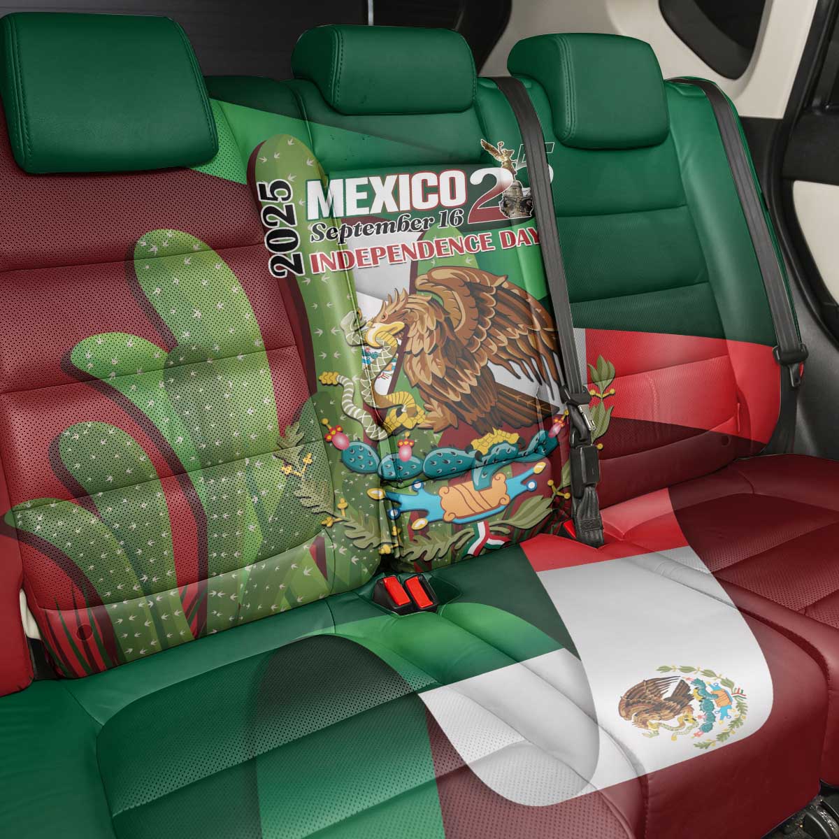 Mexico Independence Day 2025 Back Car Seat Cover 215th Anniversary Estados Unidos Mexicanos - Wonder Print Shop