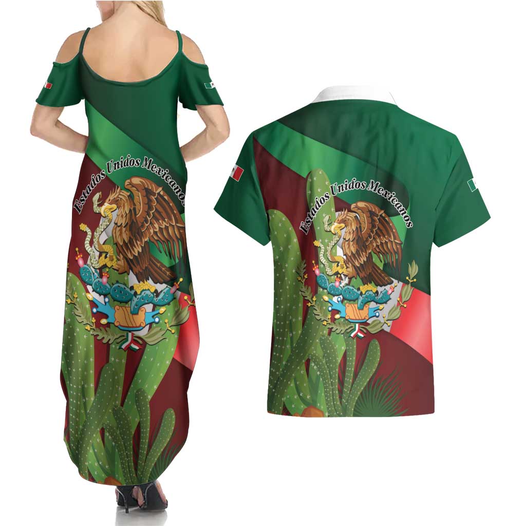 Mexico Independence Day 2025 Couples Matching Summer Maxi Dress and Hawaiian Shirt 215th Anniversary Estados Unidos Mexicanos - Wonder Print Shop