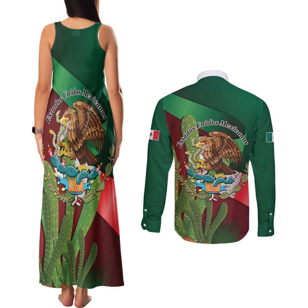 Mexico Independence Day 2025 Couples Matching Tank Maxi Dress and Long Sleeve Button Shirt 215th Anniversary Estados Unidos Mexicanos - Wonder Print Shop