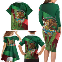 Mexico Independence Day 2025 Family Matching Long Sleeve Bodycon Dress and Hawaiian Shirt 215th Anniversary Estados Unidos Mexicanos - Wonder Print Shop