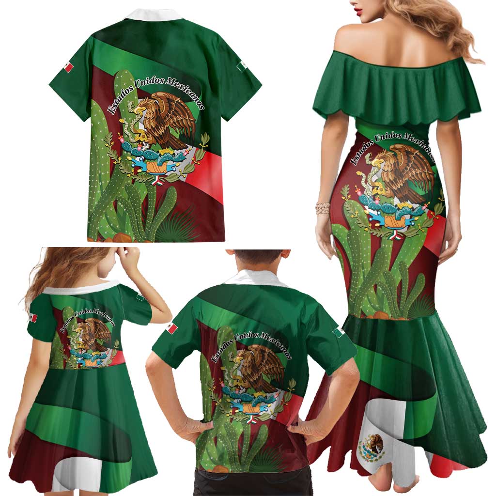Mexico Independence Day 2025 Family Matching Mermaid Dress and Hawaiian Shirt 215th Anniversary Estados Unidos Mexicanos - Wonder Print Shop
