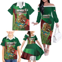 Mexico Independence Day 2025 Family Matching Off The Shoulder Long Sleeve Dress and Hawaiian Shirt 215th Anniversary Estados Unidos Mexicanos - Wonder Print Shop