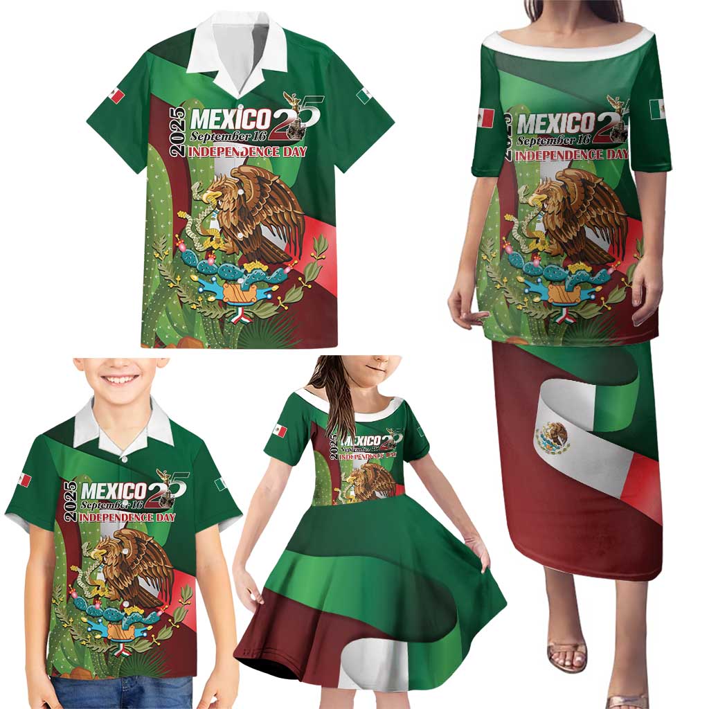 Mexico Independence Day 2025 Family Matching Puletasi and Hawaiian Shirt 215th Anniversary Estados Unidos Mexicanos - Wonder Print Shop