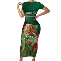 Mexico Independence Day 2025 Family Matching Short Sleeve Bodycon Dress and Hawaiian Shirt 215th Anniversary Estados Unidos Mexicanos - Wonder Print Shop