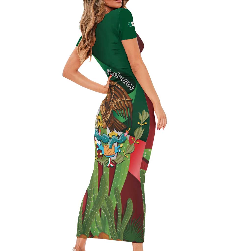 Mexico Independence Day 2025 Family Matching Short Sleeve Bodycon Dress and Hawaiian Shirt 215th Anniversary Estados Unidos Mexicanos - Wonder Print Shop