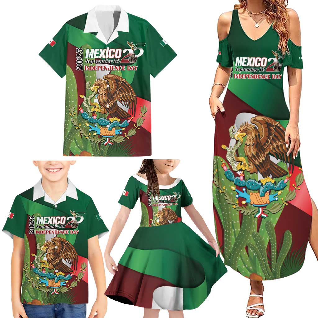 Mexico Independence Day 2025 Family Matching Summer Maxi Dress and Hawaiian Shirt 215th Anniversary Estados Unidos Mexicanos - Wonder Print Shop