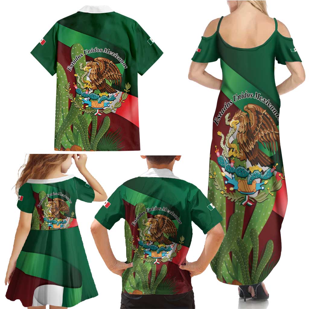 Mexico Independence Day 2025 Family Matching Summer Maxi Dress and Hawaiian Shirt 215th Anniversary Estados Unidos Mexicanos - Wonder Print Shop