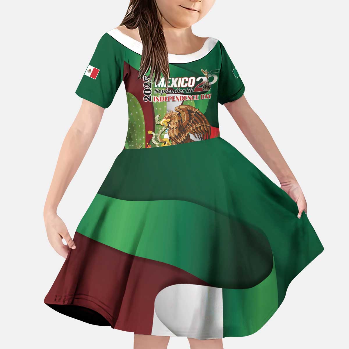 Mexico Independence Day 2025 Kid Short Sleeve Dress 215th Anniversary Estados Unidos Mexicanos - Wonder Print Shop