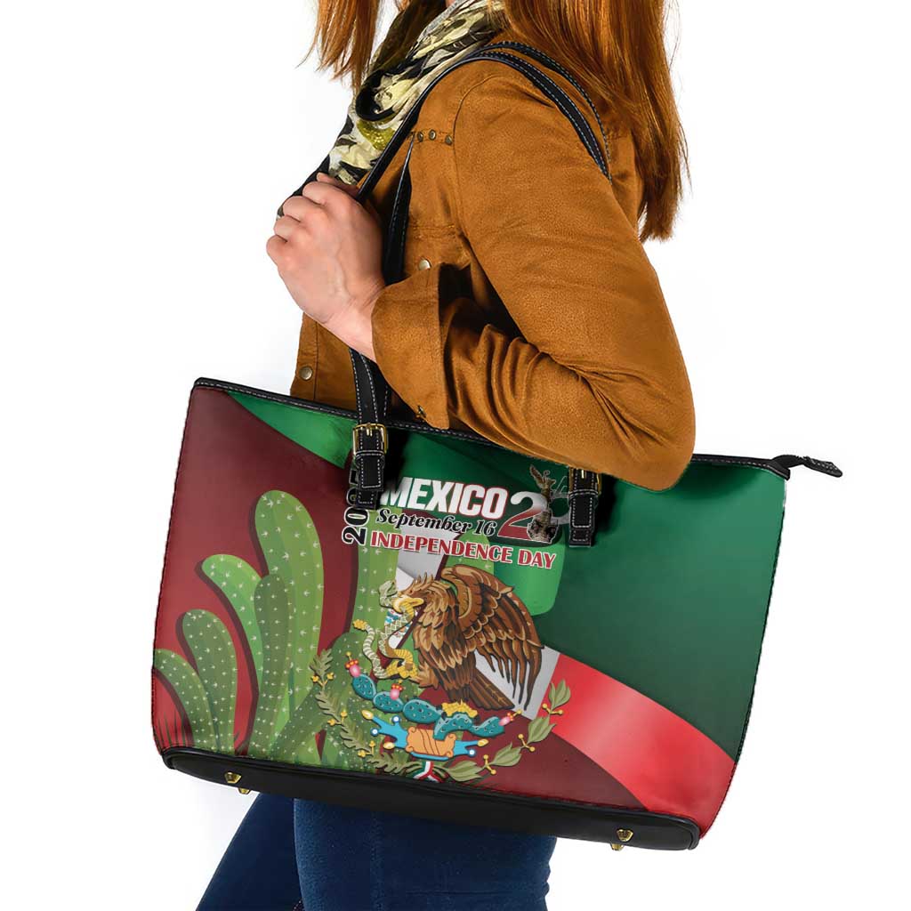 Mexico Independence Day 2025 Leather Tote Bag 215th Anniversary Estados Unidos Mexicanos - Wonder Print Shop