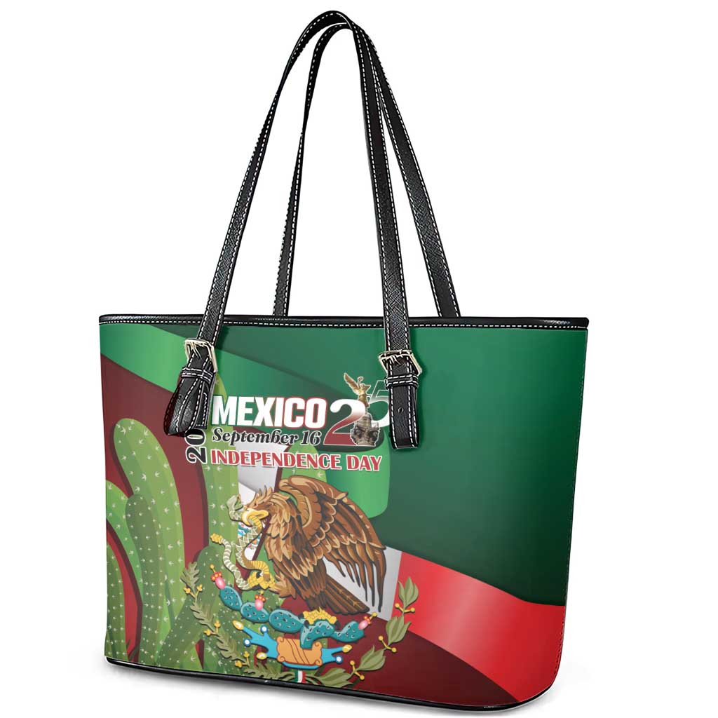 Mexico Independence Day 2025 Leather Tote Bag 215th Anniversary Estados Unidos Mexicanos - Wonder Print Shop