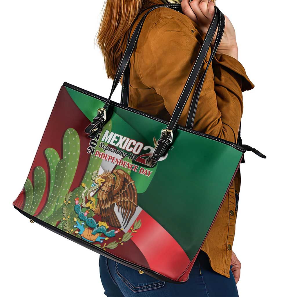 Mexico Independence Day 2025 Leather Tote Bag 215th Anniversary Estados Unidos Mexicanos - Wonder Print Shop
