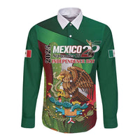 Mexico Independence Day 2025 Long Sleeve Button Shirt 215th Anniversary Estados Unidos Mexicanos - Wonder Print Shop
