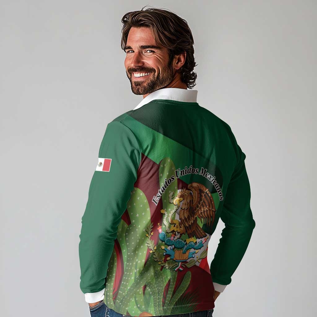 Mexico Independence Day 2025 Long Sleeve Polo Shirt 215th Anniversary Estados Unidos Mexicanos - Wonder Print Shop