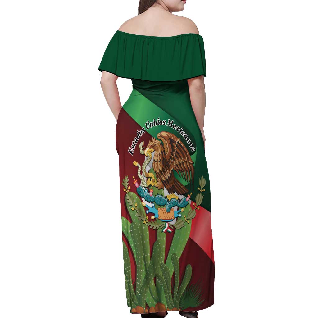 Mexico Independence Day 2025 Off Shoulder Maxi Dress 215th Anniversary Estados Unidos Mexicanos - Wonder Print Shop