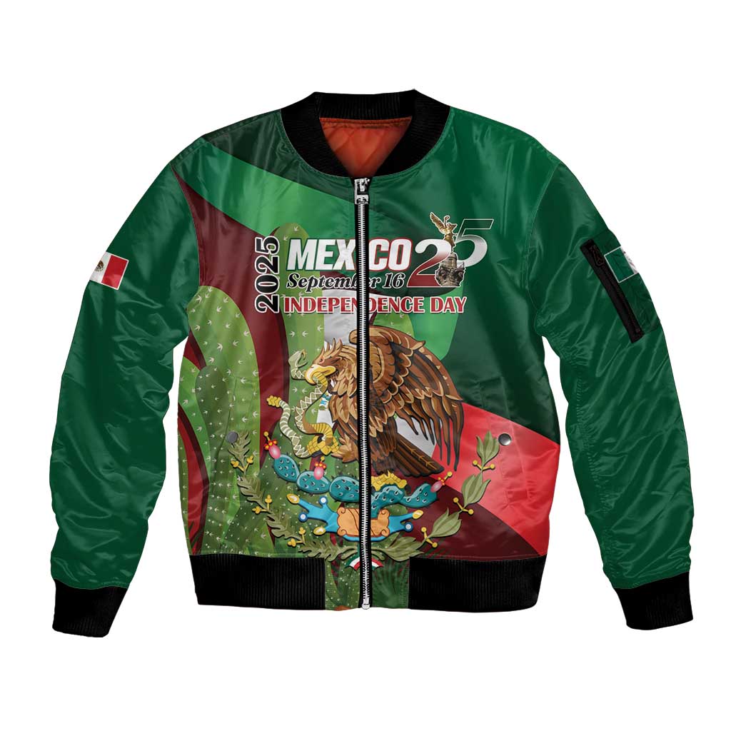 Mexico Independence Day 2025 Sleeve Zip Bomber Jacket 215th Anniversary Estados Unidos Mexicanos - Wonder Print Shop