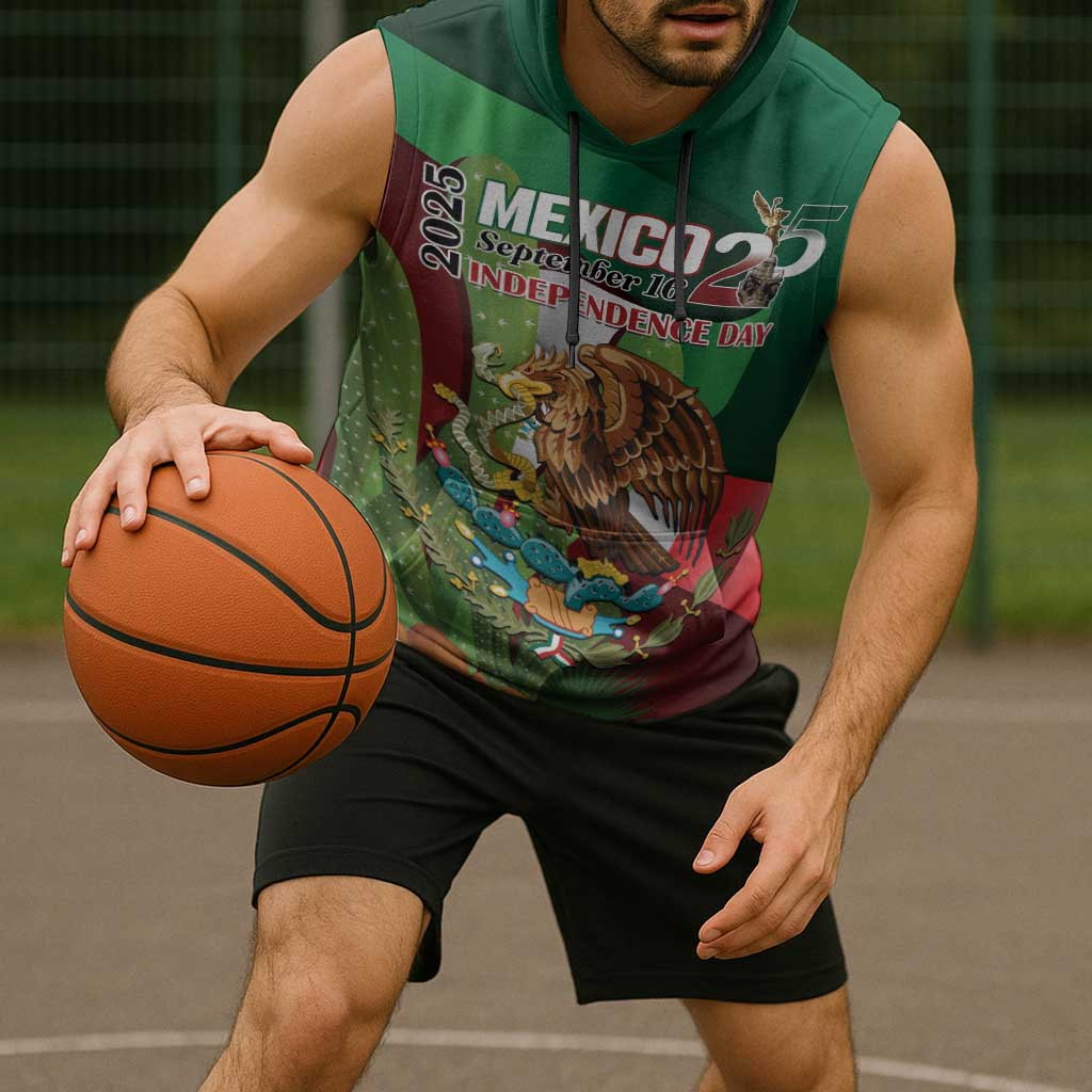 Mexico Independence Day 2025 Sleeveless Hoodie 215th Anniversary Estados Unidos Mexicanos - Wonder Print Shop