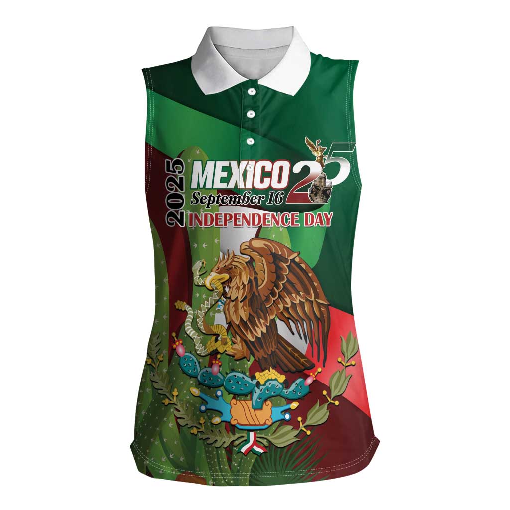 Mexico Independence Day 2025 Women Sleeveless Polo Shirt 215th Anniversary Estados Unidos Mexicanos - Wonder Print Shop