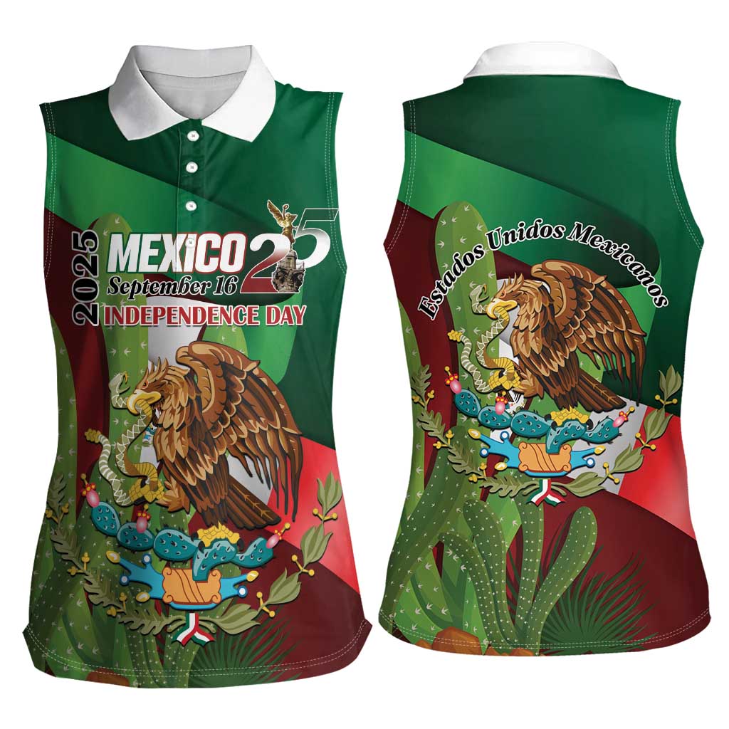 Mexico Independence Day 2025 Women Sleeveless Polo Shirt 215th Anniversary Estados Unidos Mexicanos - Wonder Print Shop