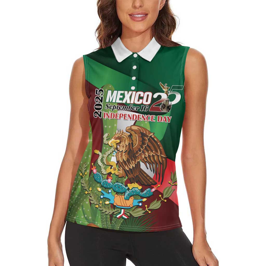 Mexico Independence Day 2025 Women Sleeveless Polo Shirt 215th Anniversary Estados Unidos Mexicanos - Wonder Print Shop
