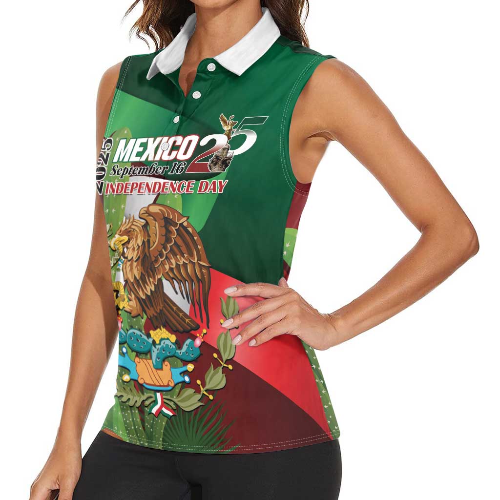 Mexico Independence Day 2025 Women Sleeveless Polo Shirt 215th Anniversary Estados Unidos Mexicanos - Wonder Print Shop