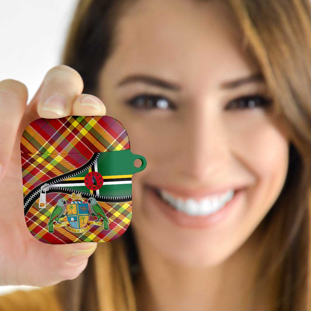 Dominica Creole Day AirPods Case Madras Pattern Zipper Stylized - Wonder Print Shop