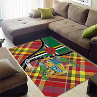 Dominica Creole Day Area Rug Madras Pattern Zipper Stylized - Wonder Print Shop