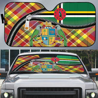 Dominica Creole Day Auto Sun Shade Madras Pattern Zipper Stylized - Wonder Print Shop