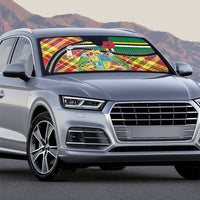 Dominica Creole Day Auto Sun Shade Madras Pattern Zipper Stylized - Wonder Print Shop