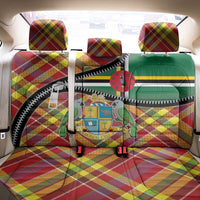 Dominica Creole Day Back Car Seat Cover Madras Pattern Zipper Stylized - Wonder Print Shop