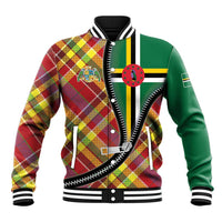 Dominica Creole Day Baseball Jacket Madras Pattern Zipper Stylized - Wonder Print Shop