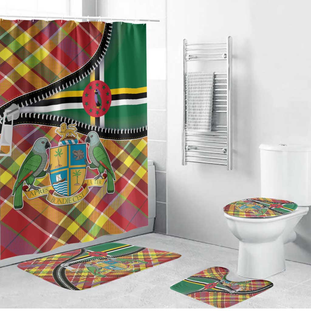 Dominica Creole Day Bathroom Set Madras Pattern Zipper Stylized - Wonder Print Shop