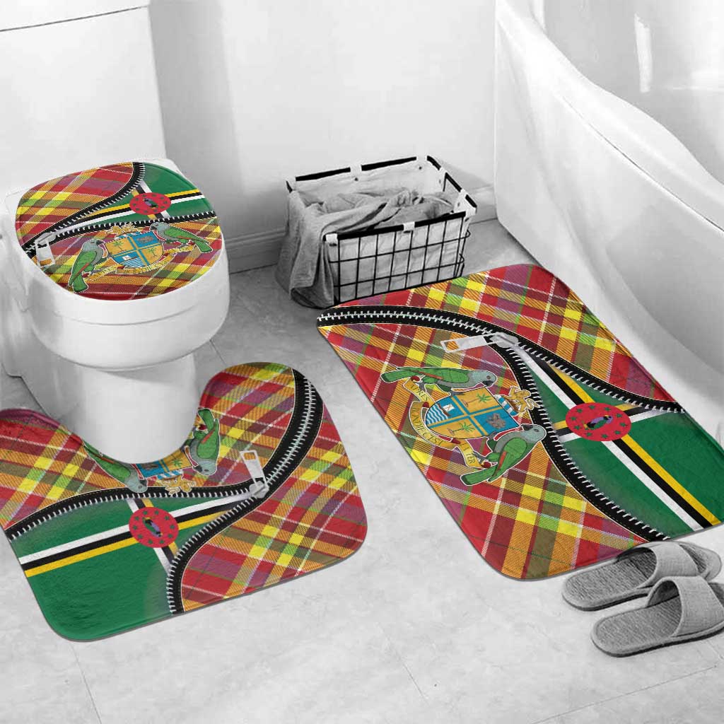 Dominica Creole Day Bathroom Set Madras Pattern Zipper Stylized - Wonder Print Shop