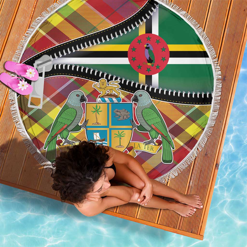 Dominica Creole Day Beach Blanket Madras Pattern Zipper Stylized - Wonder Print Shop