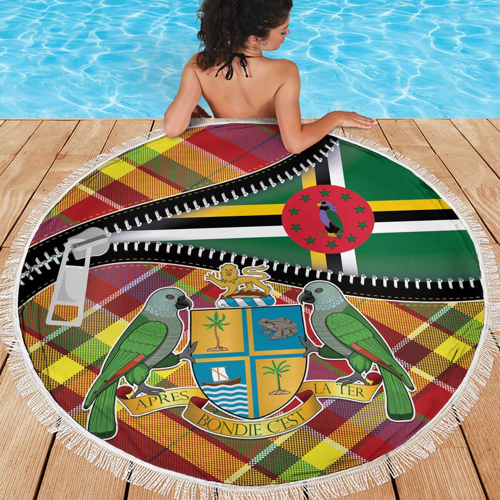 Dominica Creole Day Beach Blanket Madras Pattern Zipper Stylized - Wonder Print Shop