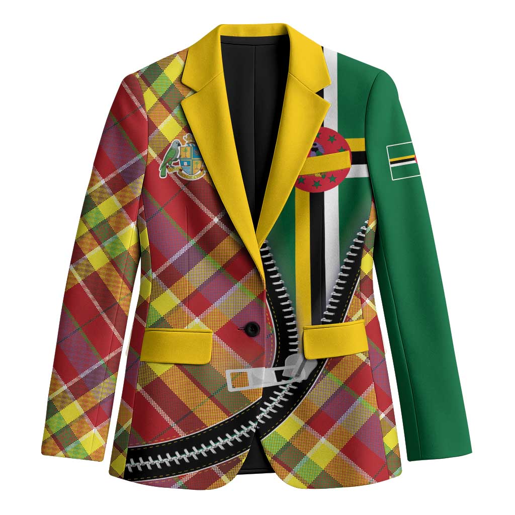 Dominica Creole Day Blazer Madras Pattern Zipper Stylized - Wonder Print Shop