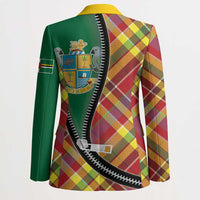 Dominica Creole Day Blazer Madras Pattern Zipper Stylized - Wonder Print Shop