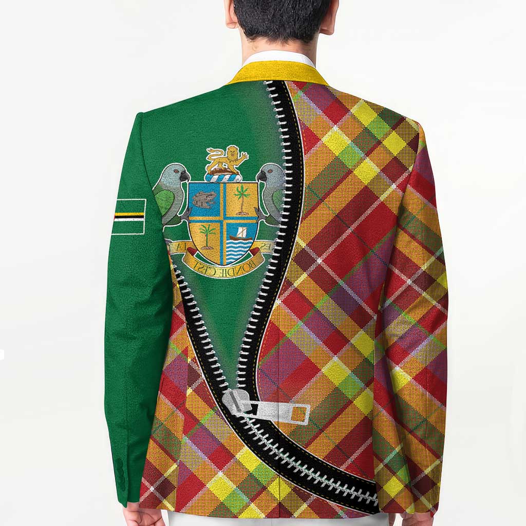 Dominica Creole Day Blazer Madras Pattern Zipper Stylized - Wonder Print Shop