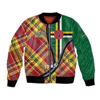 Dominica Creole Day Bomber Jacket Madras Pattern Zipper Stylized - Wonder Print Shop