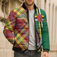 Dominica Creole Day Bomber Puffer Jacket Madras Pattern Zipper Stylized - Wonder Print Shop