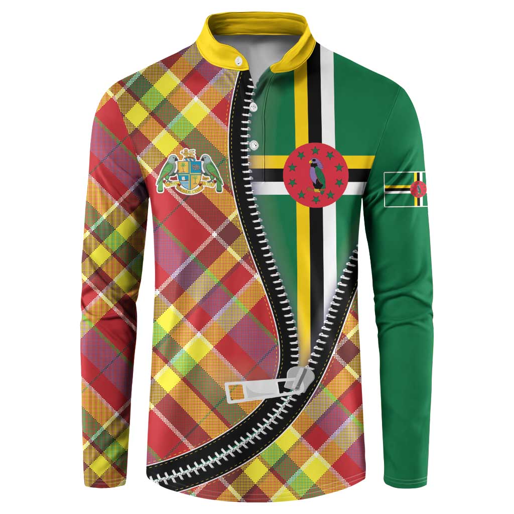 Dominica Creole Day Button Sweatshirt Madras Pattern Zipper Stylized - Wonder Print Shop