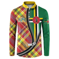 Dominica Creole Day Button Sweatshirt Madras Pattern Zipper Stylized - Wonder Print Shop