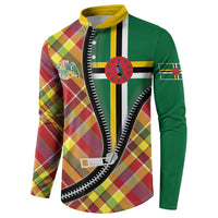 Dominica Creole Day Button Sweatshirt Madras Pattern Zipper Stylized - Wonder Print Shop