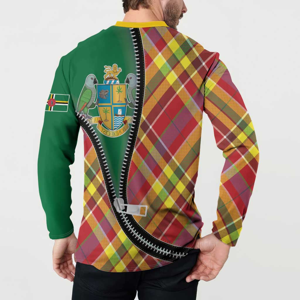 Dominica Creole Day Button Sweatshirt Madras Pattern Zipper Stylized - Wonder Print Shop