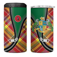 Dominica Creole Day 4 in 1 Can Cooler Tumbler Madras Pattern Zipper Stylized - Wonder Print Shop