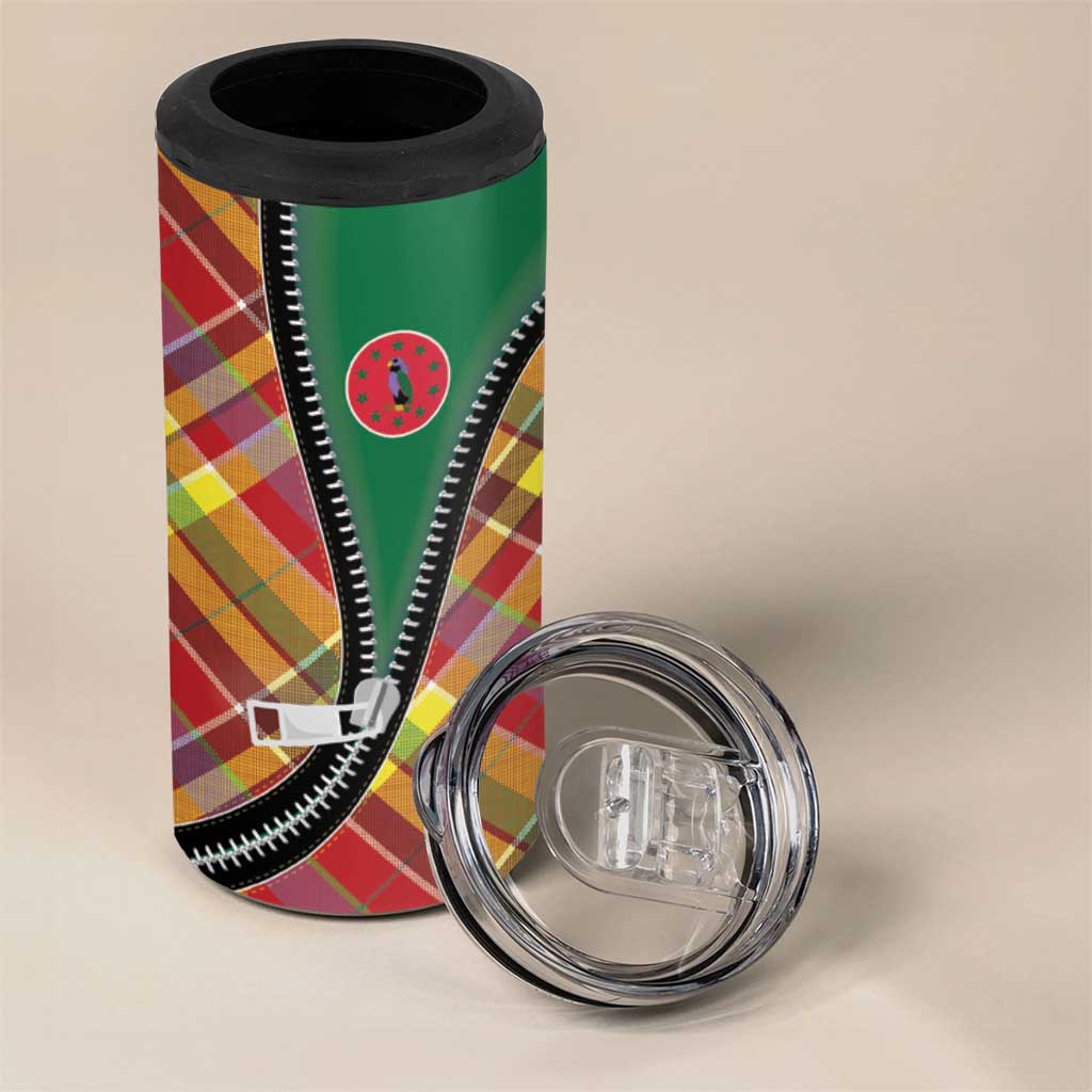 Dominica Creole Day 4 in 1 Can Cooler Tumbler Madras Pattern Zipper Stylized - Wonder Print Shop