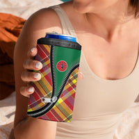 Dominica Creole Day 4 in 1 Can Cooler Tumbler Madras Pattern Zipper Stylized - Wonder Print Shop