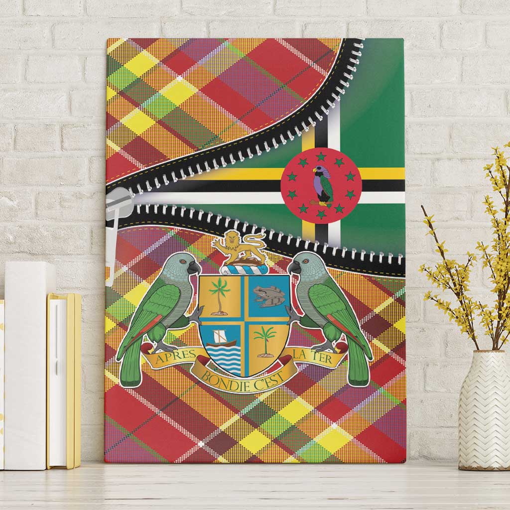 Dominica Creole Day Canvas Wall Art Madras Pattern Zipper Stylized - Wonder Print Shop